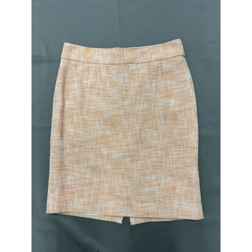 BANANA REPUBLIC 100% Cotton Orange White Knit WOVEN STRAIGHT PENCIL SKIRT SIZE 4